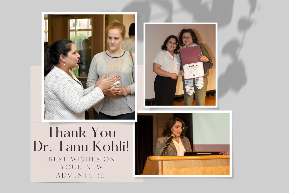 Thank You and Farewell Dr. Tanu Kohli