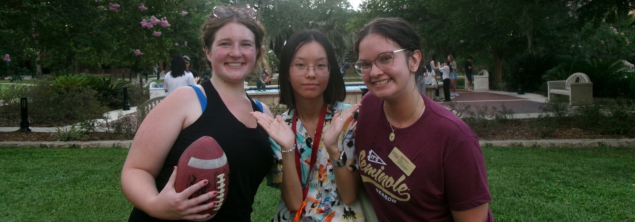 2025 Student with Peer Mentors on Landis Green