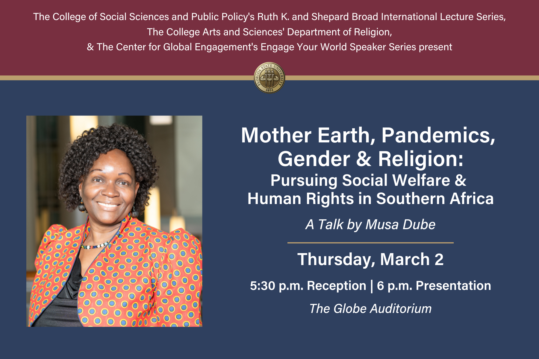 Engage Your World: Mother Earth, Pandemics, Gender & Religion: Pursuing Social Welfare & Human Rights in Southern Africa - A Talk by Musa W. Dube