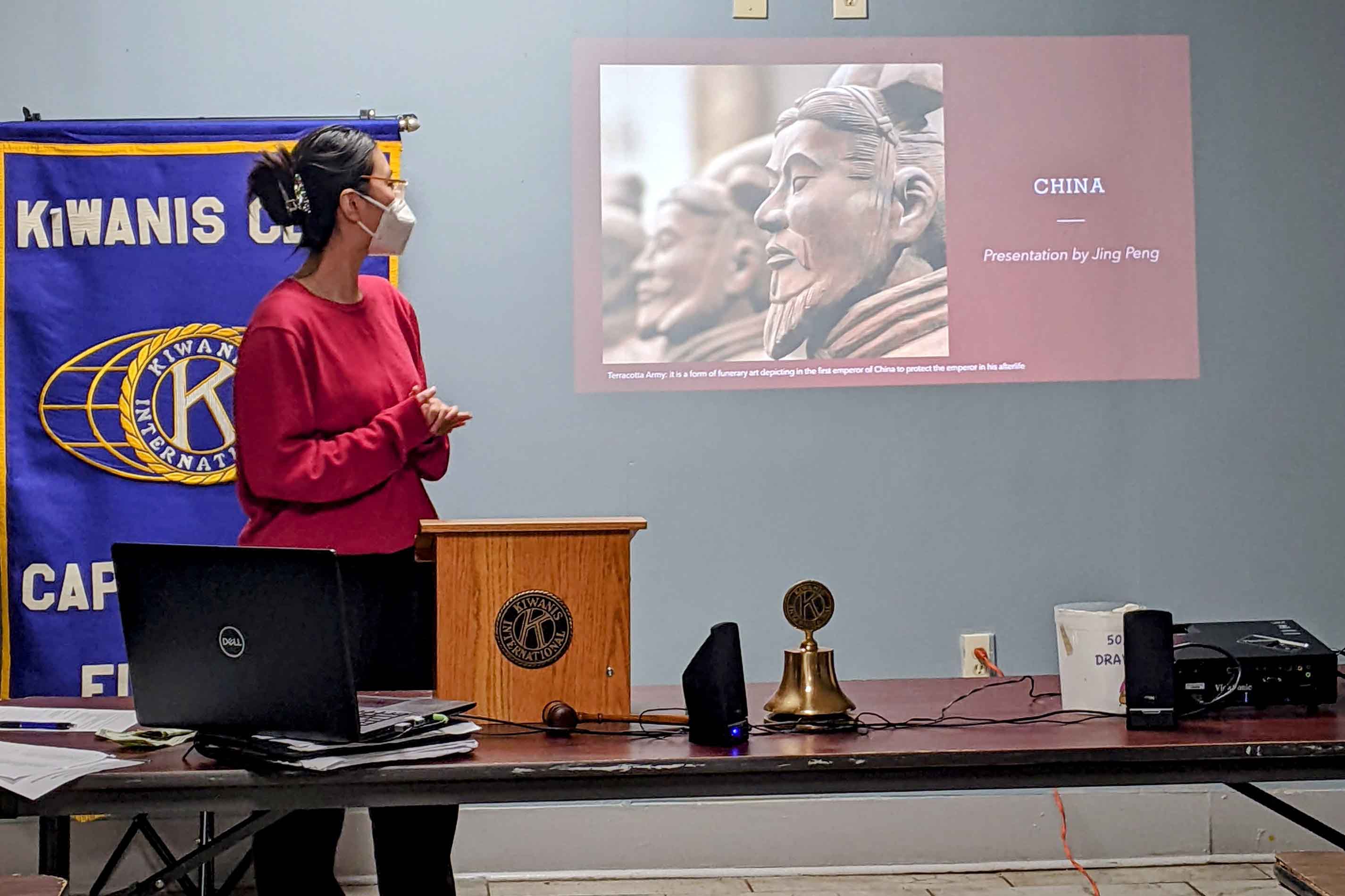 Global Ambassador Jing Peng gives presentation about China to Kiwanis Club.